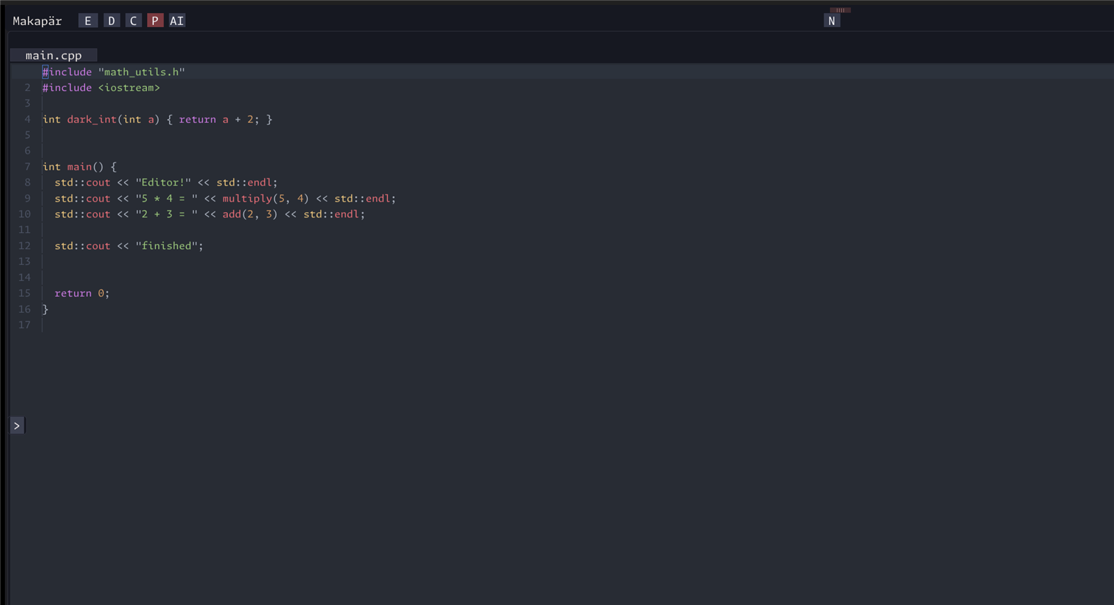 Makapär editing C++ source